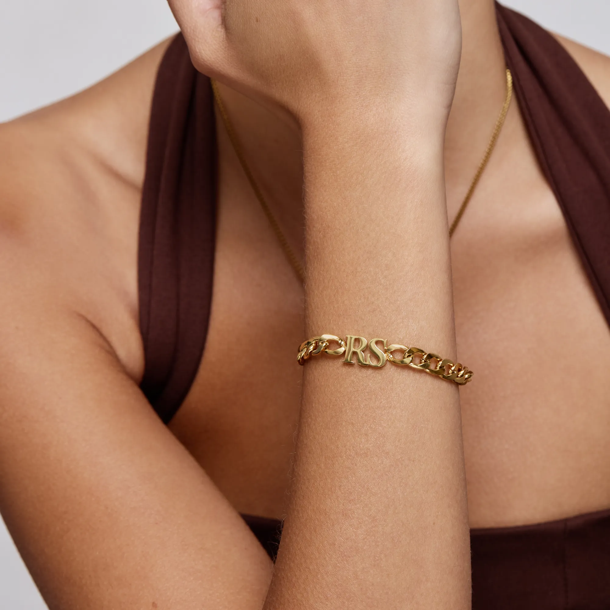Curb Initial Bracelet - Image 2