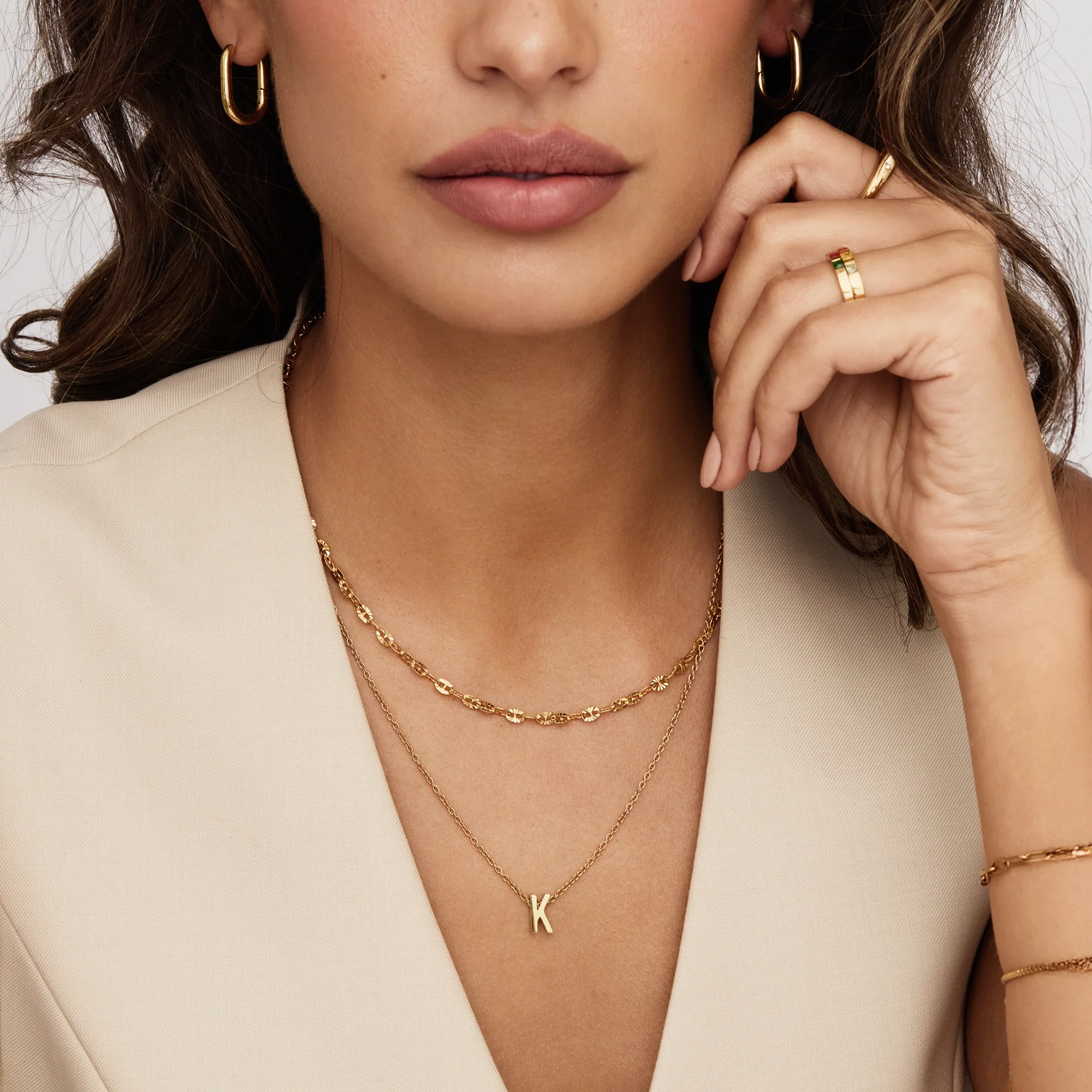 Dainty Initial Charm Necklace - Image 3