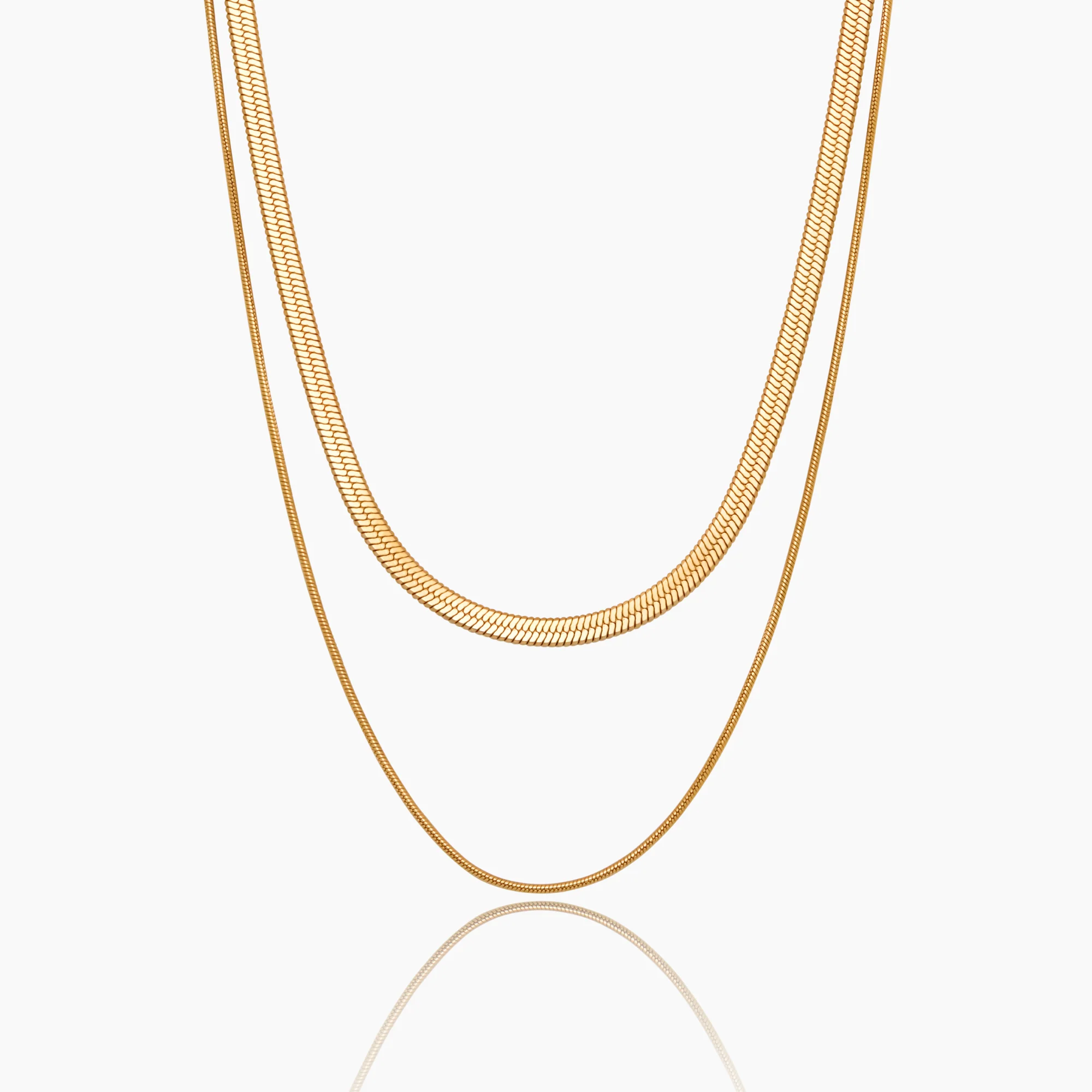 Double Snake Chain Layered Necklace
