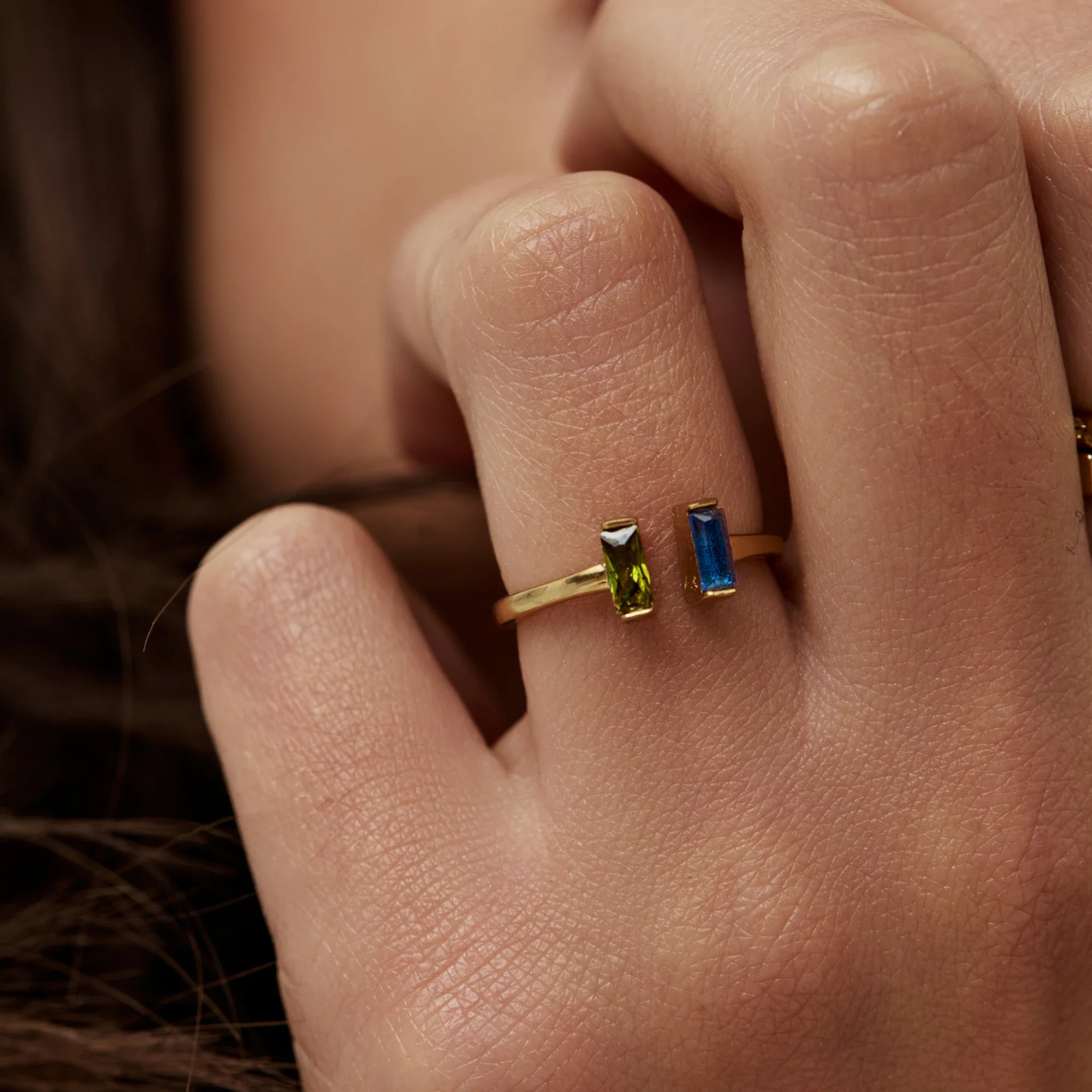 Duo Baguette Birthstone Ring - Image 3