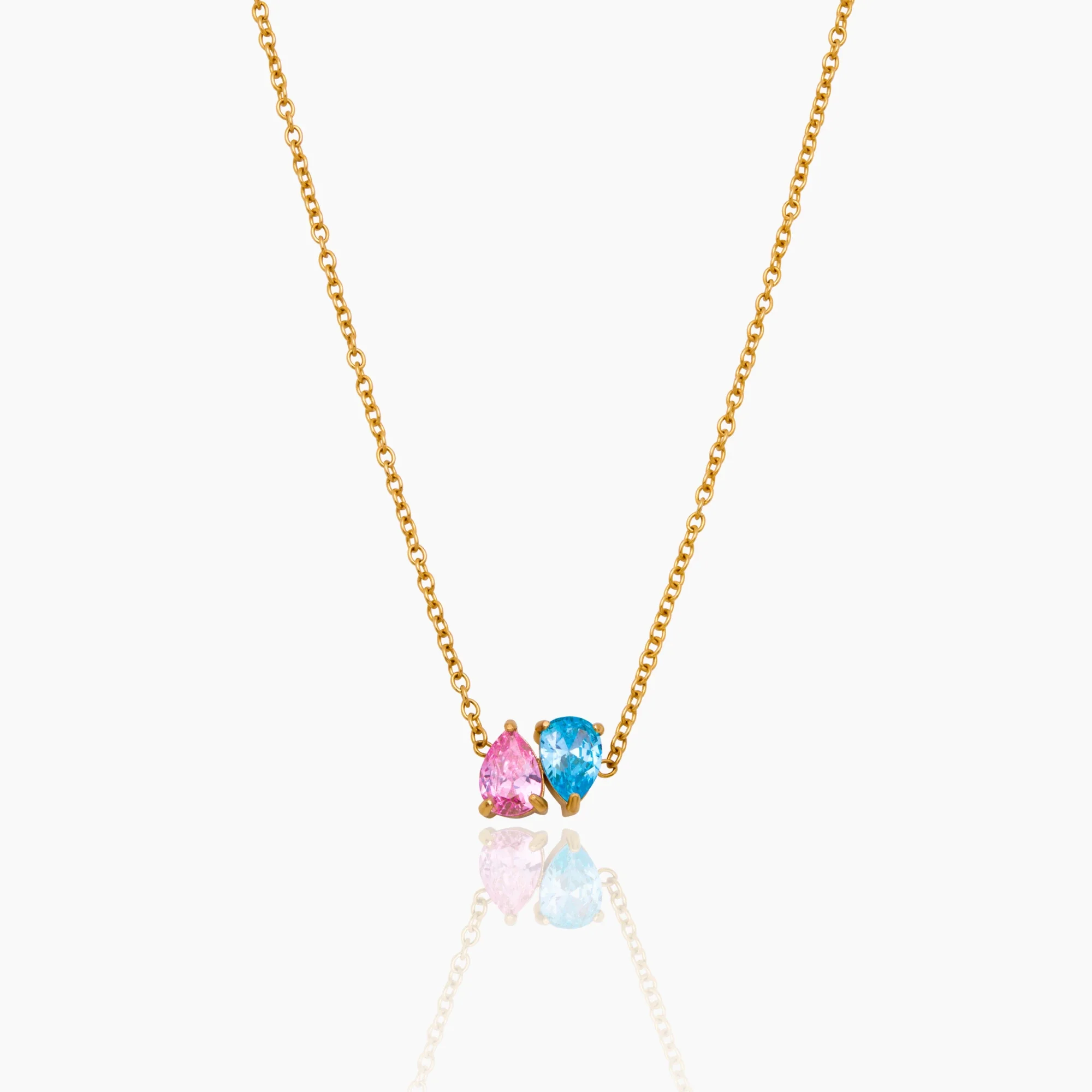 Duo Teardrop Birthstone Necklace