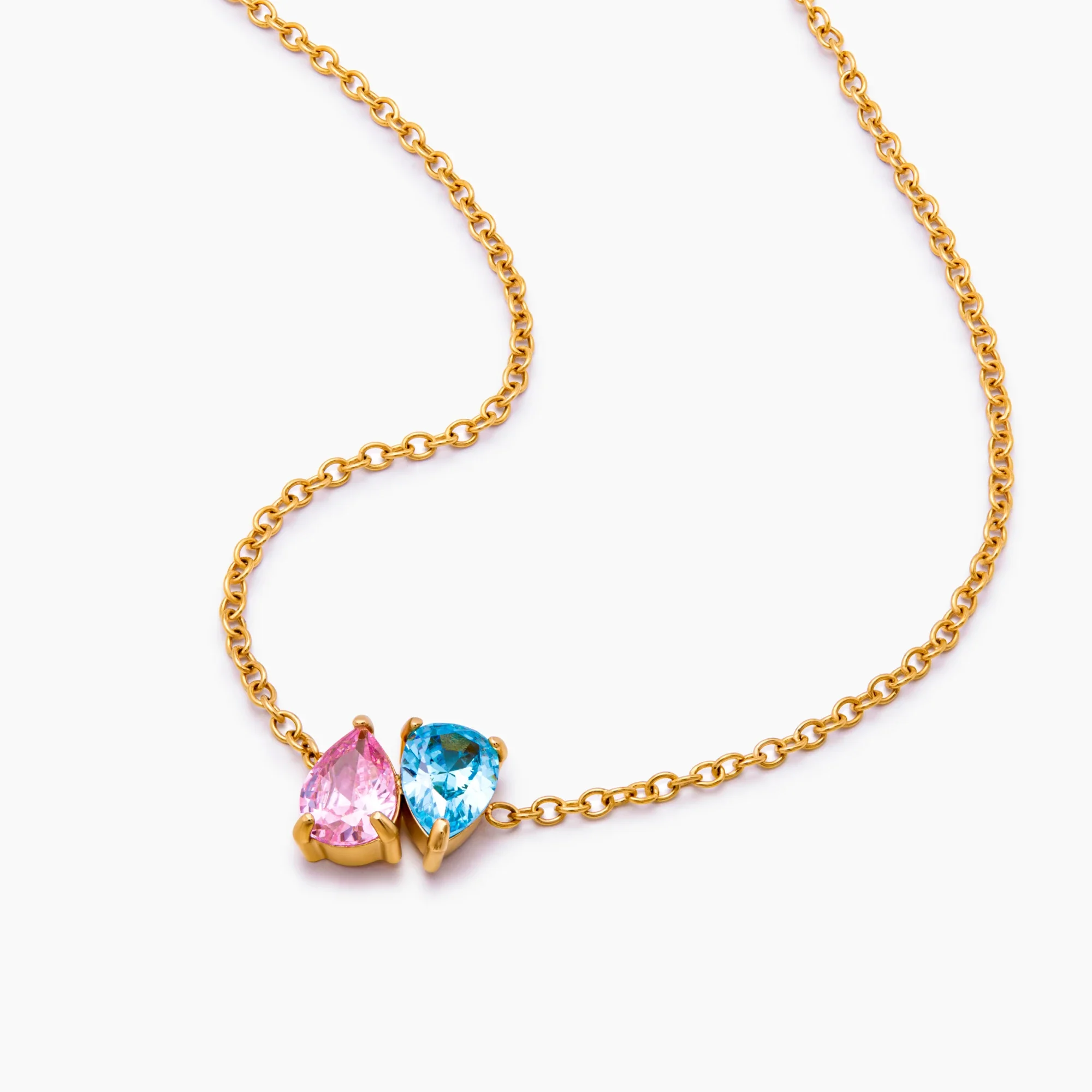 Duo Teardrop Birthstone Necklace - Image 4