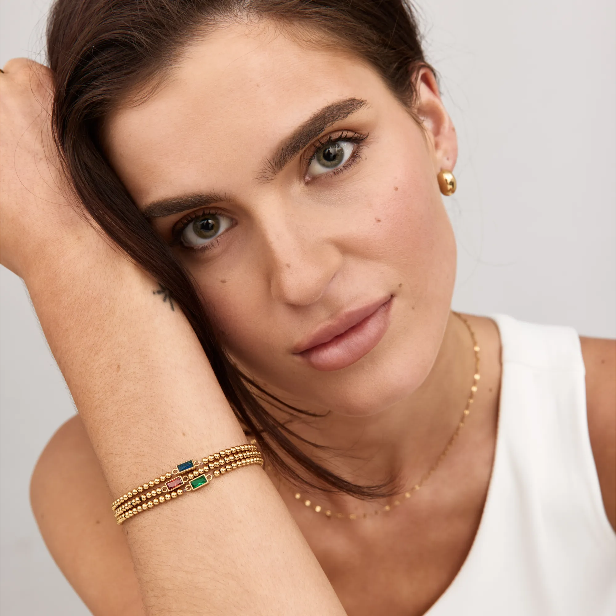 Gold Beaded Birthstone Bracelet - Image 6