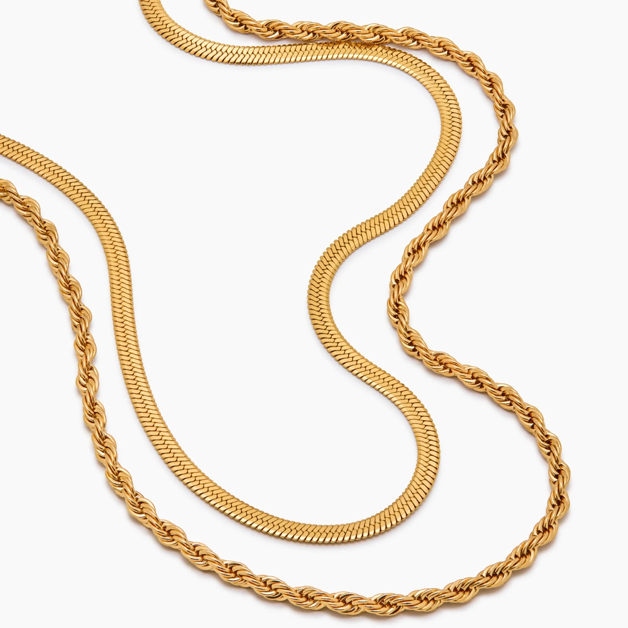 Herringbone & Rope Chain Layered Necklace - Image 6