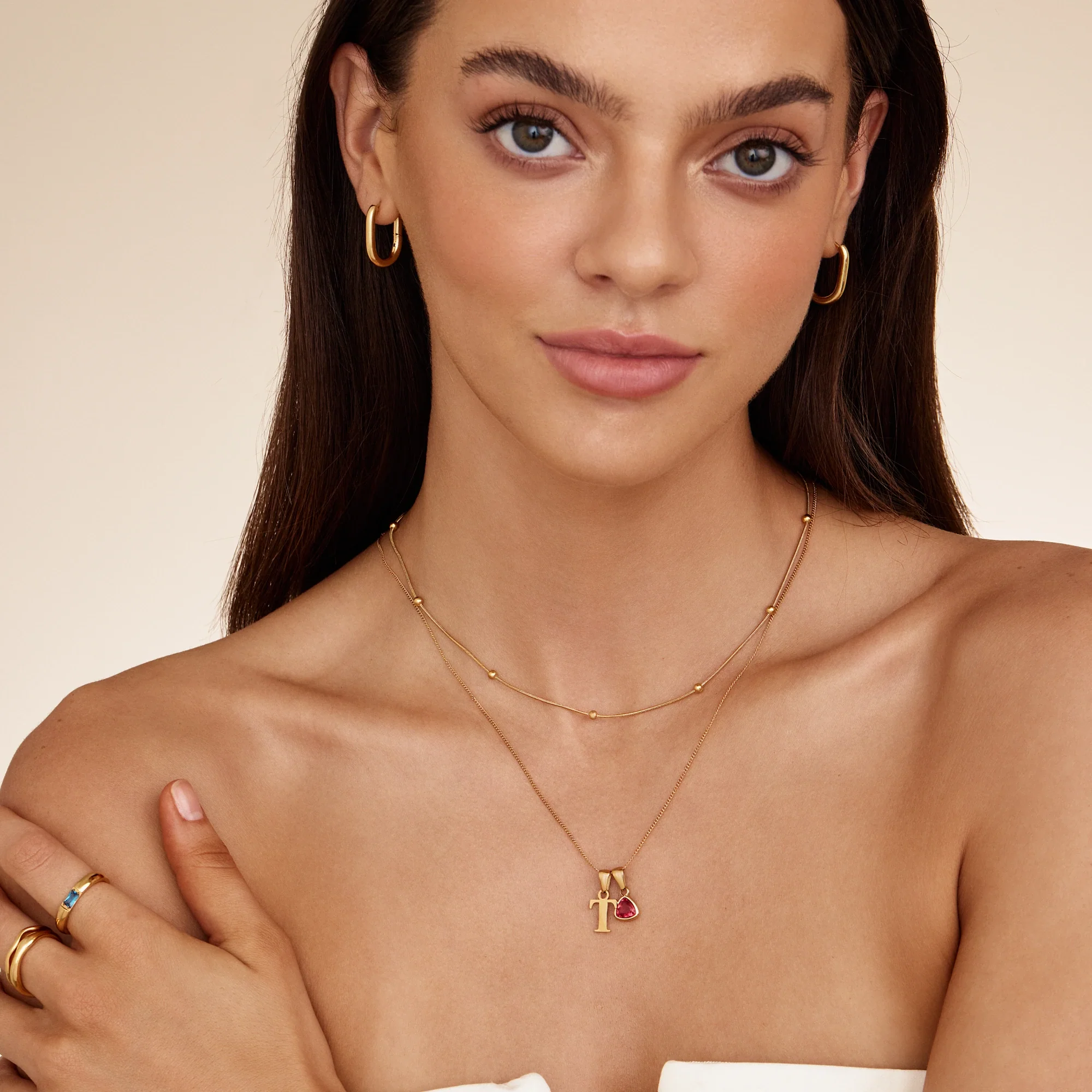 Initial Birthstone Charm Necklace - Image 6