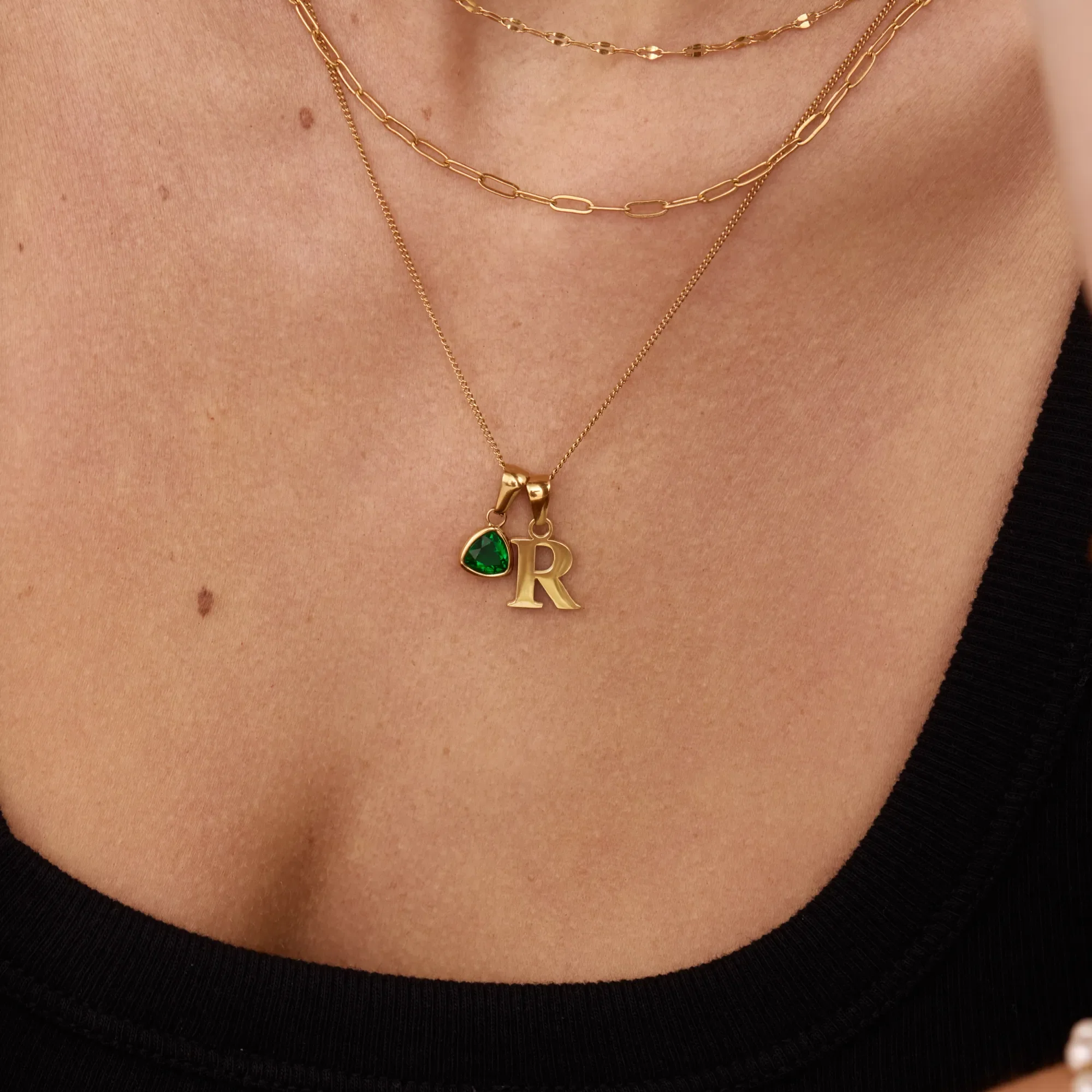 Initial Birthstone Charm Necklace - Image 8