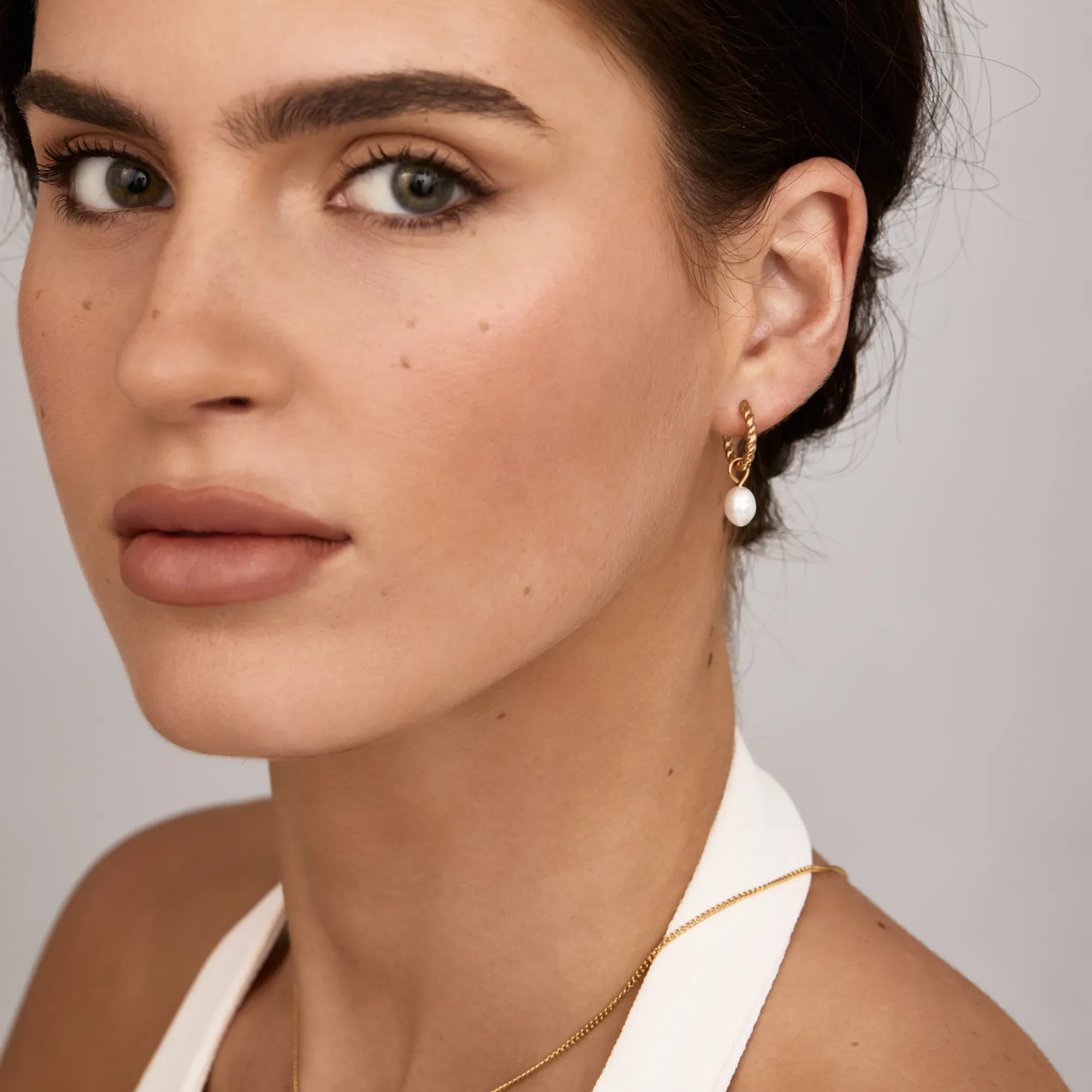 Mini Twisted Pearl Hoops - Image 2