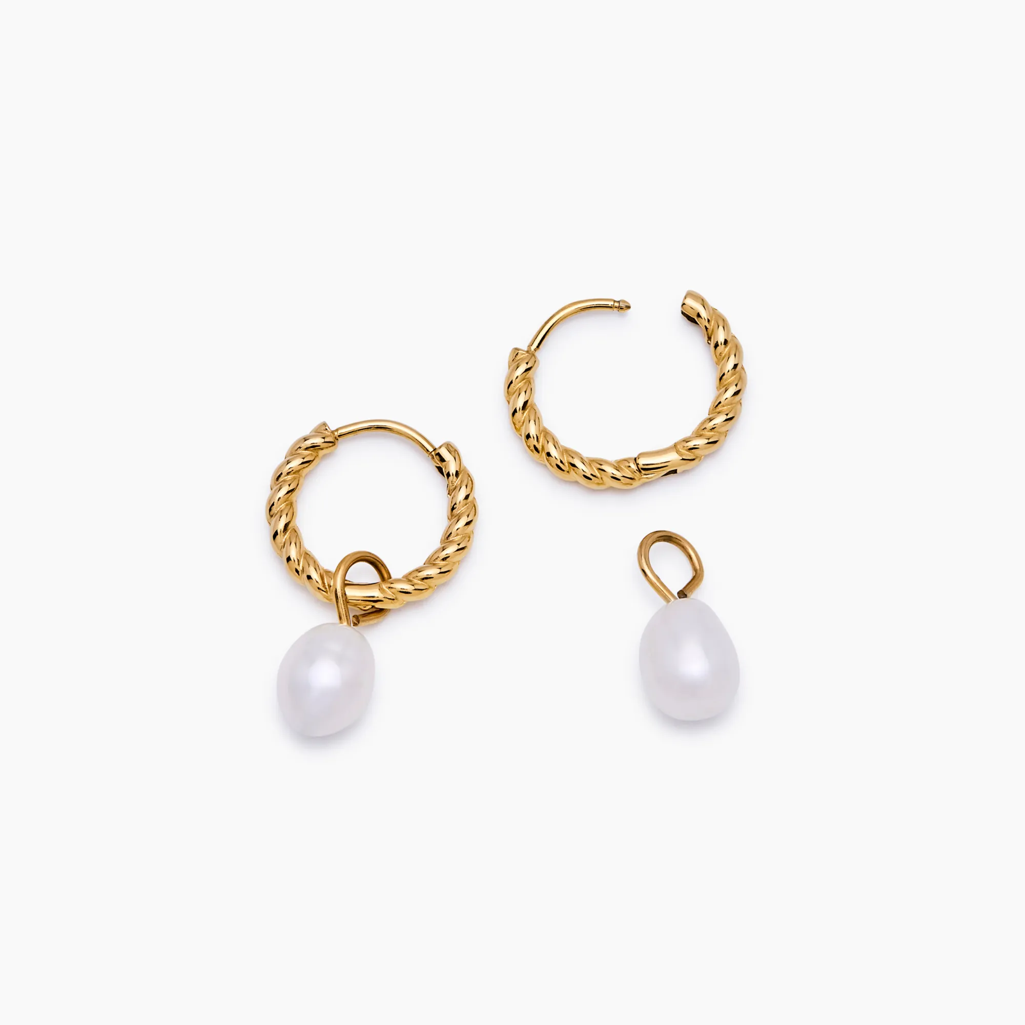 Mini Twisted Pearl Hoops - Image 3