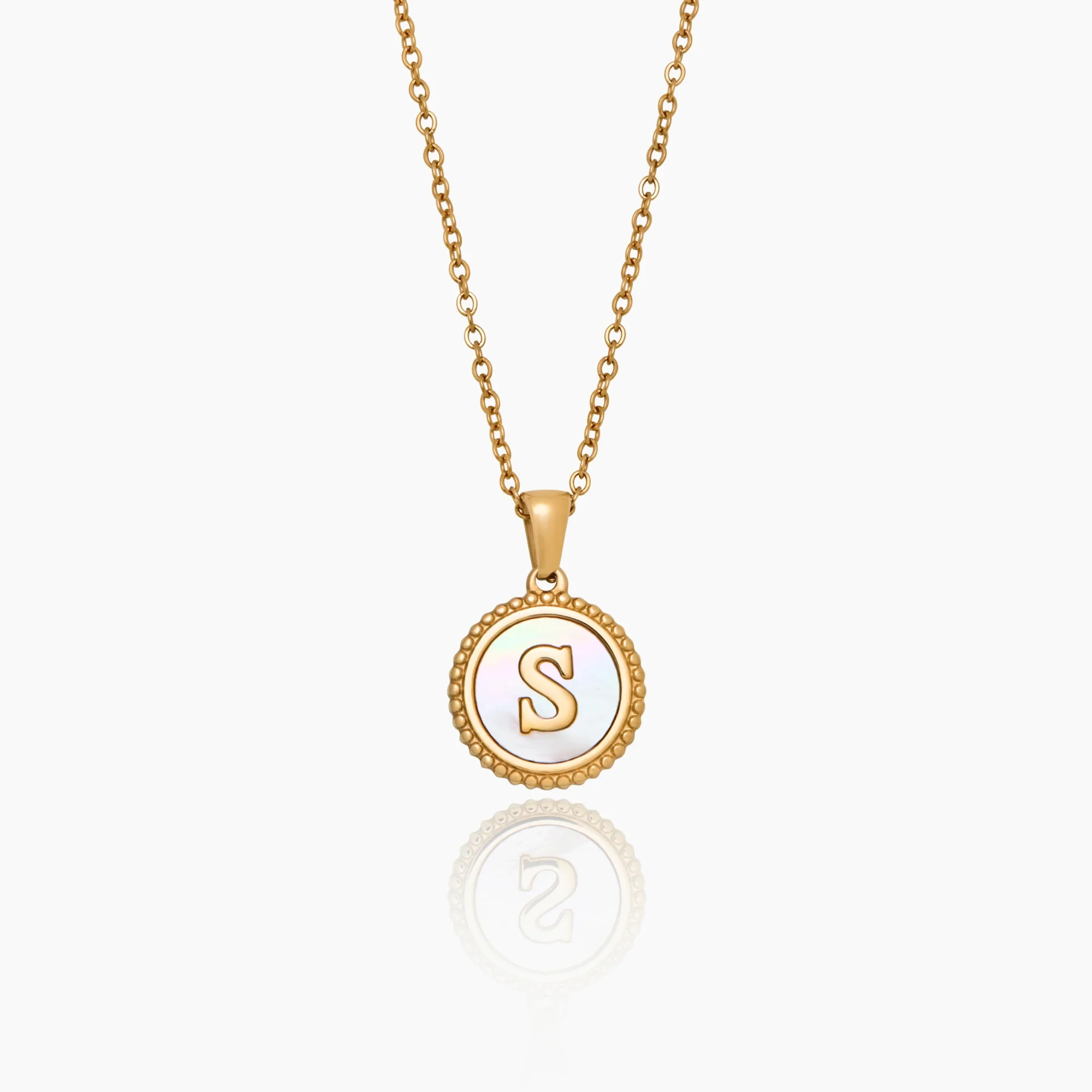 Mother Of Pearl Initial Pendant Necklace
