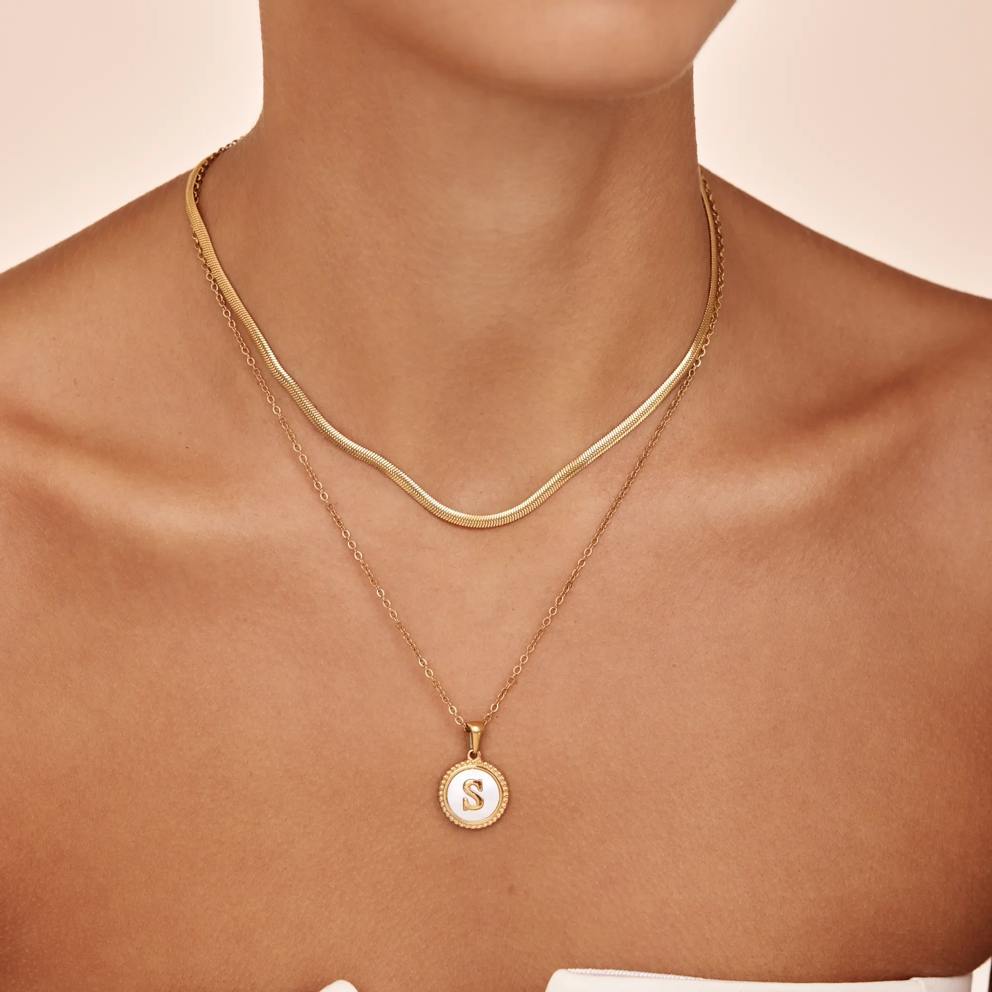 Mother Of Pearl Initial Pendant Necklace - Image 2