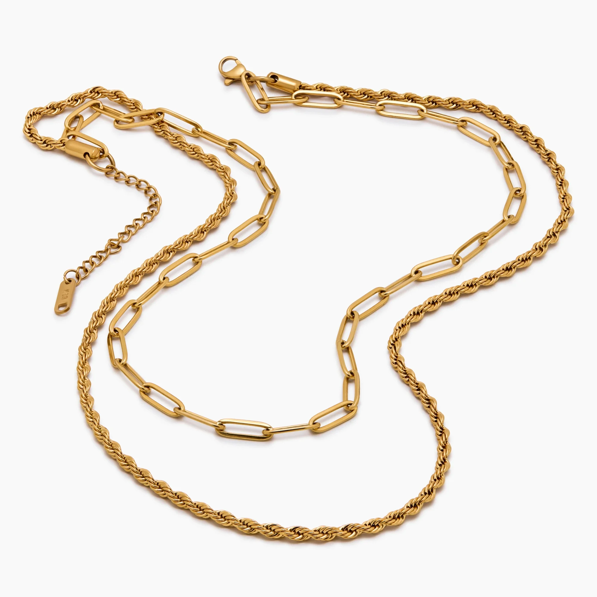 Paperclip & Rope Chain Layered Necklace - Image 3