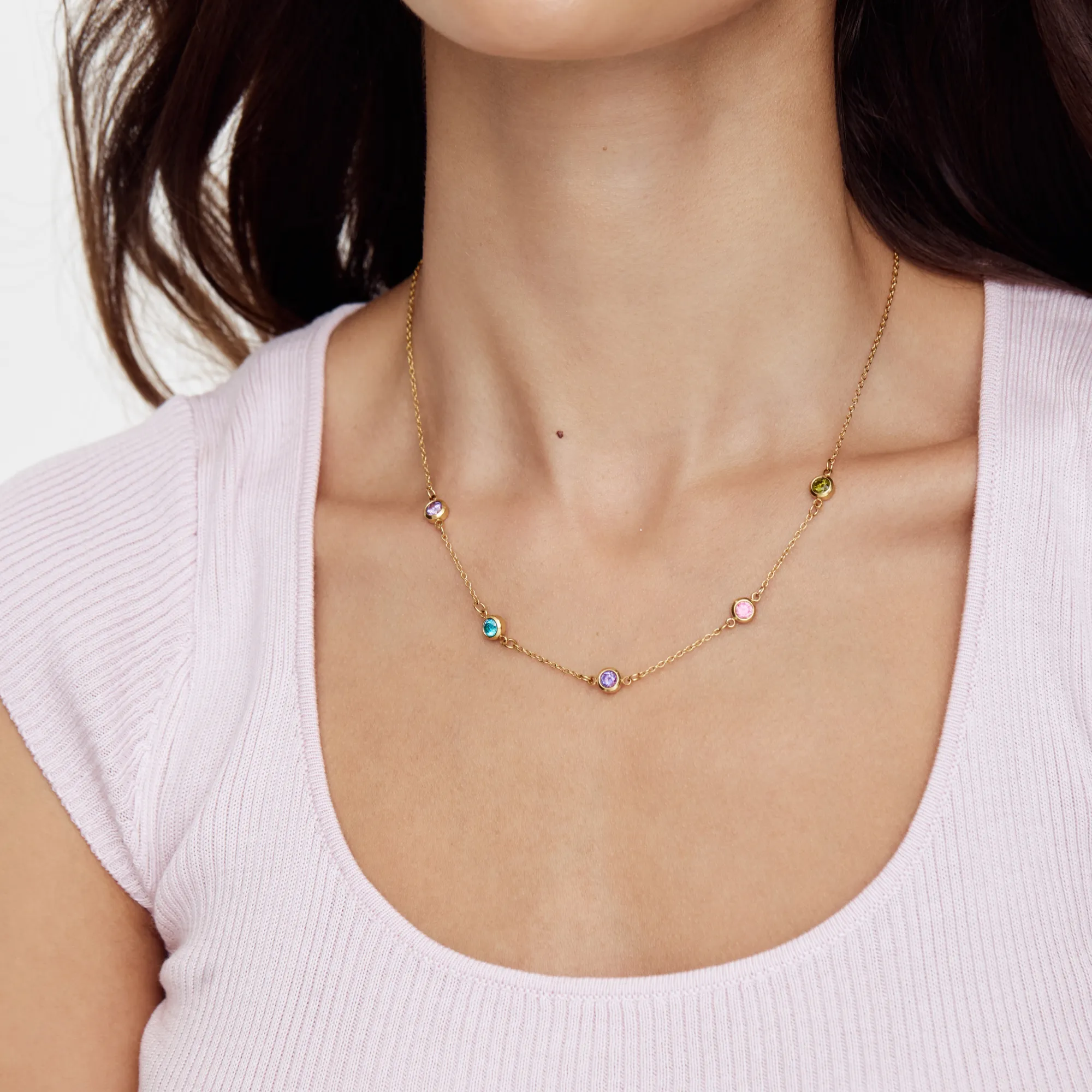 Personalized Multi-Birthstone Necklace - Image 2