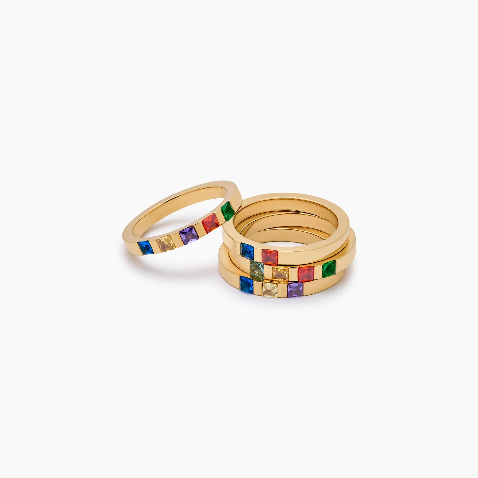 Princess Cut Birthstone Band Ring - Image 4