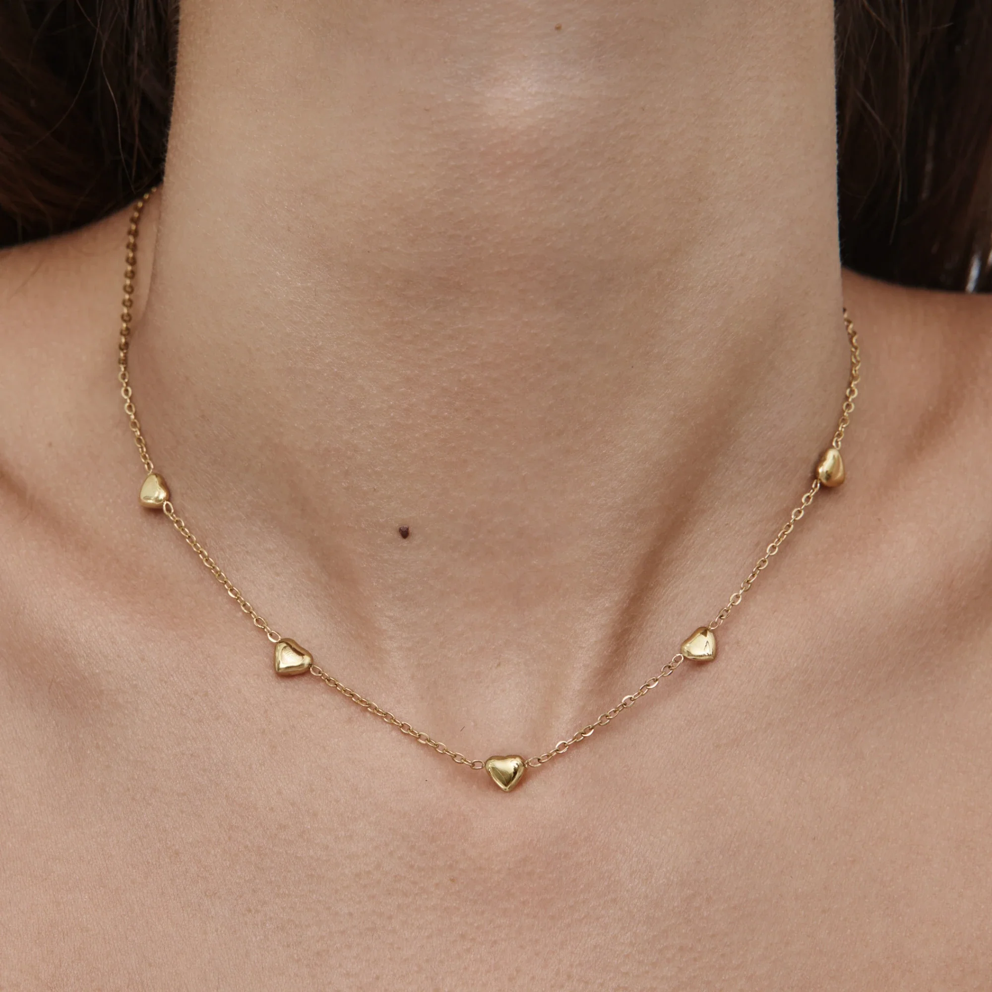 Puffed Heart Station Necklace - Image 2
