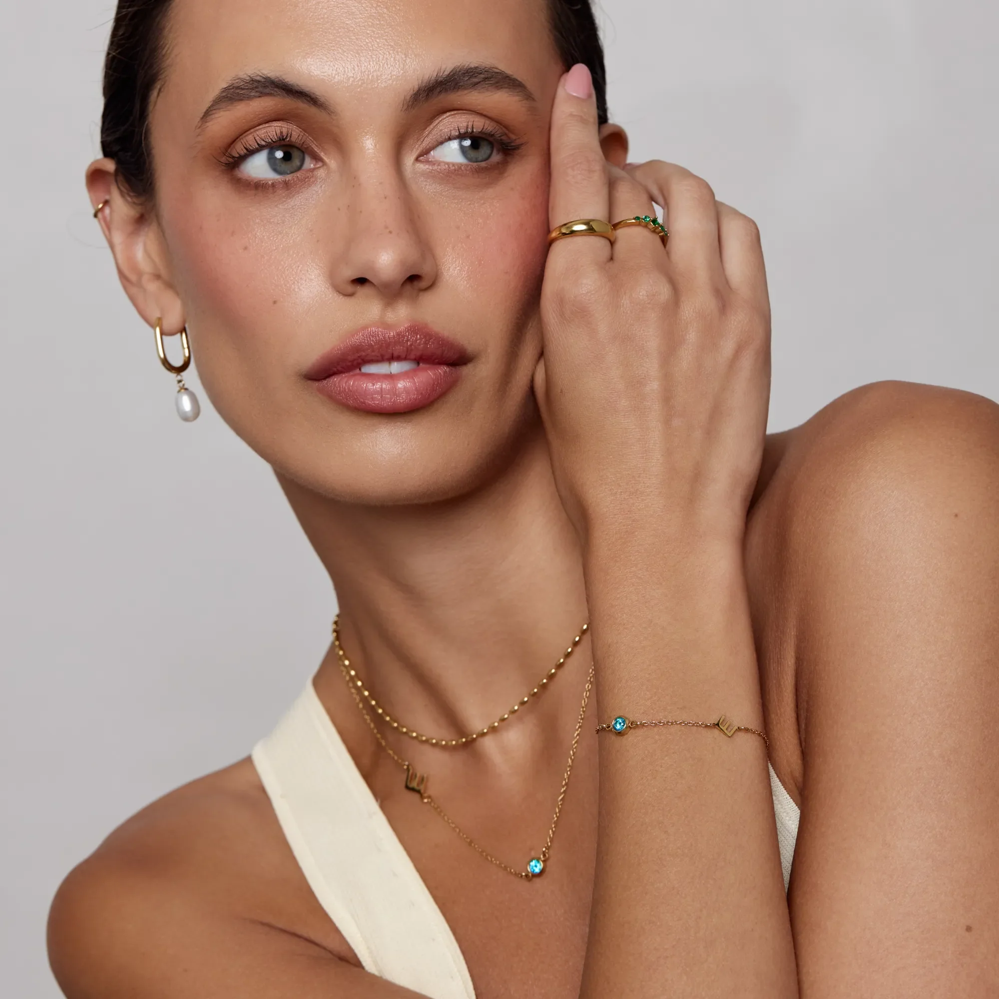 Side-Set Initial Birthstone Bracelet - Image 2