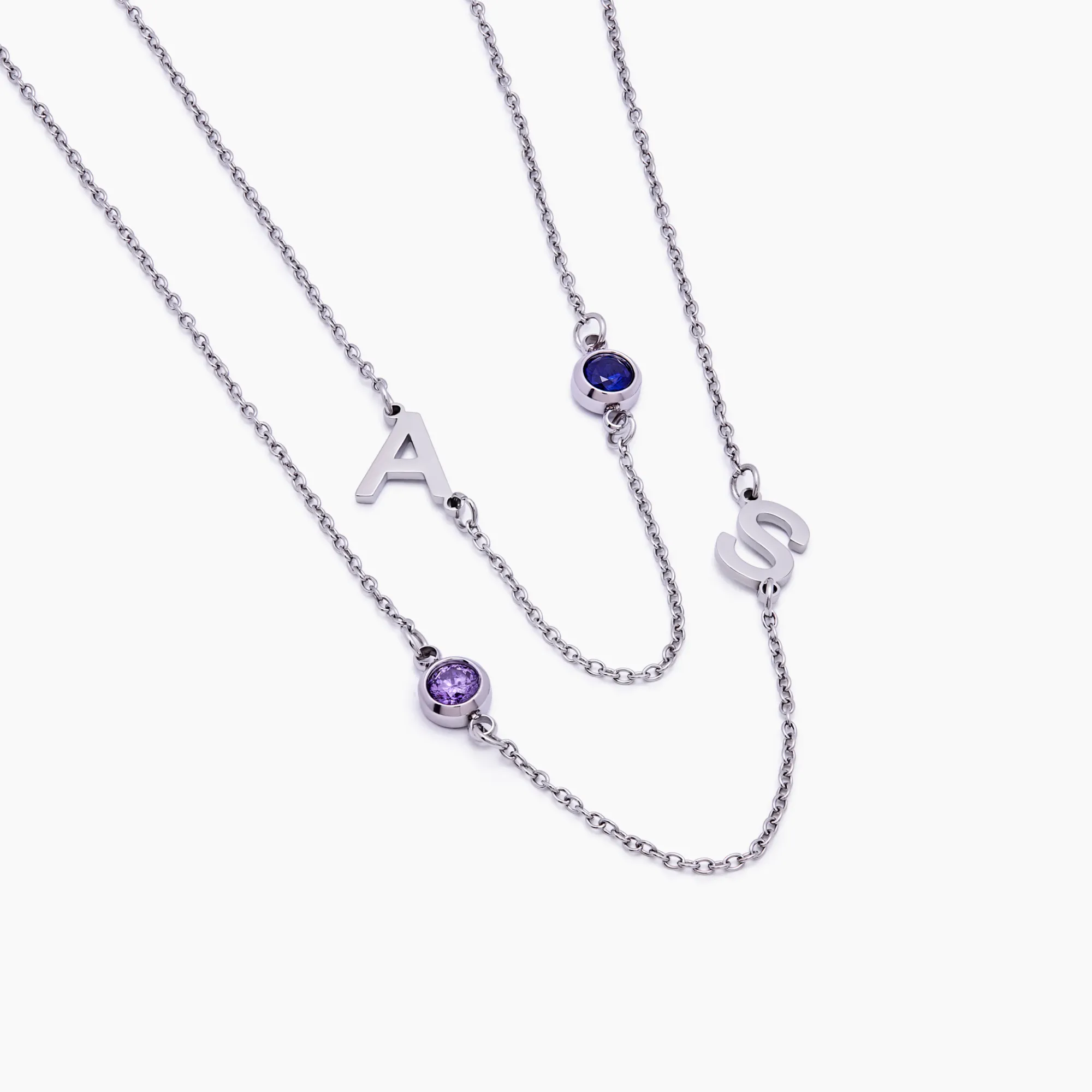 Side-Set Initial Birthstone Necklace - Image 7
