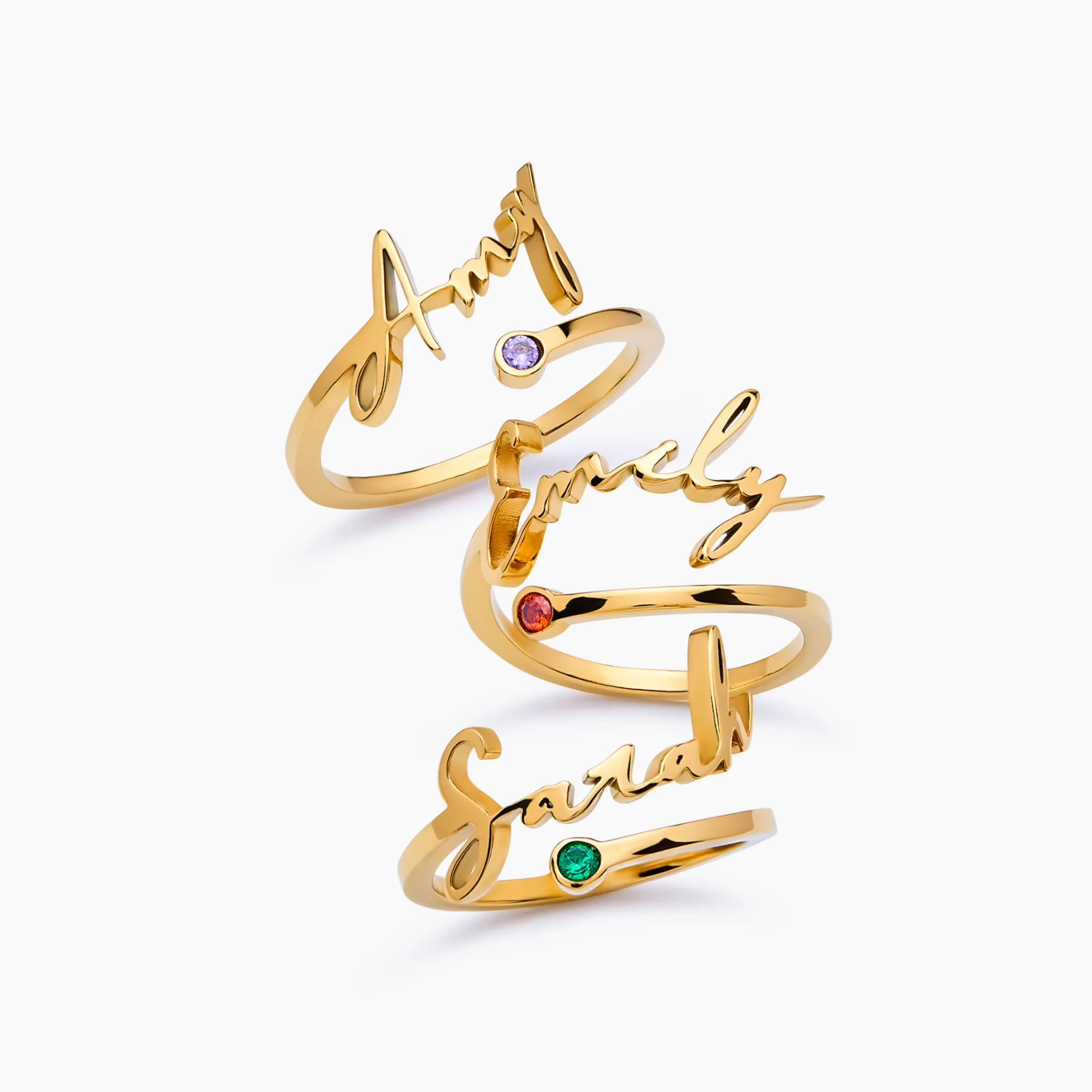 Signature Name and Birthstone Ring - Image 6